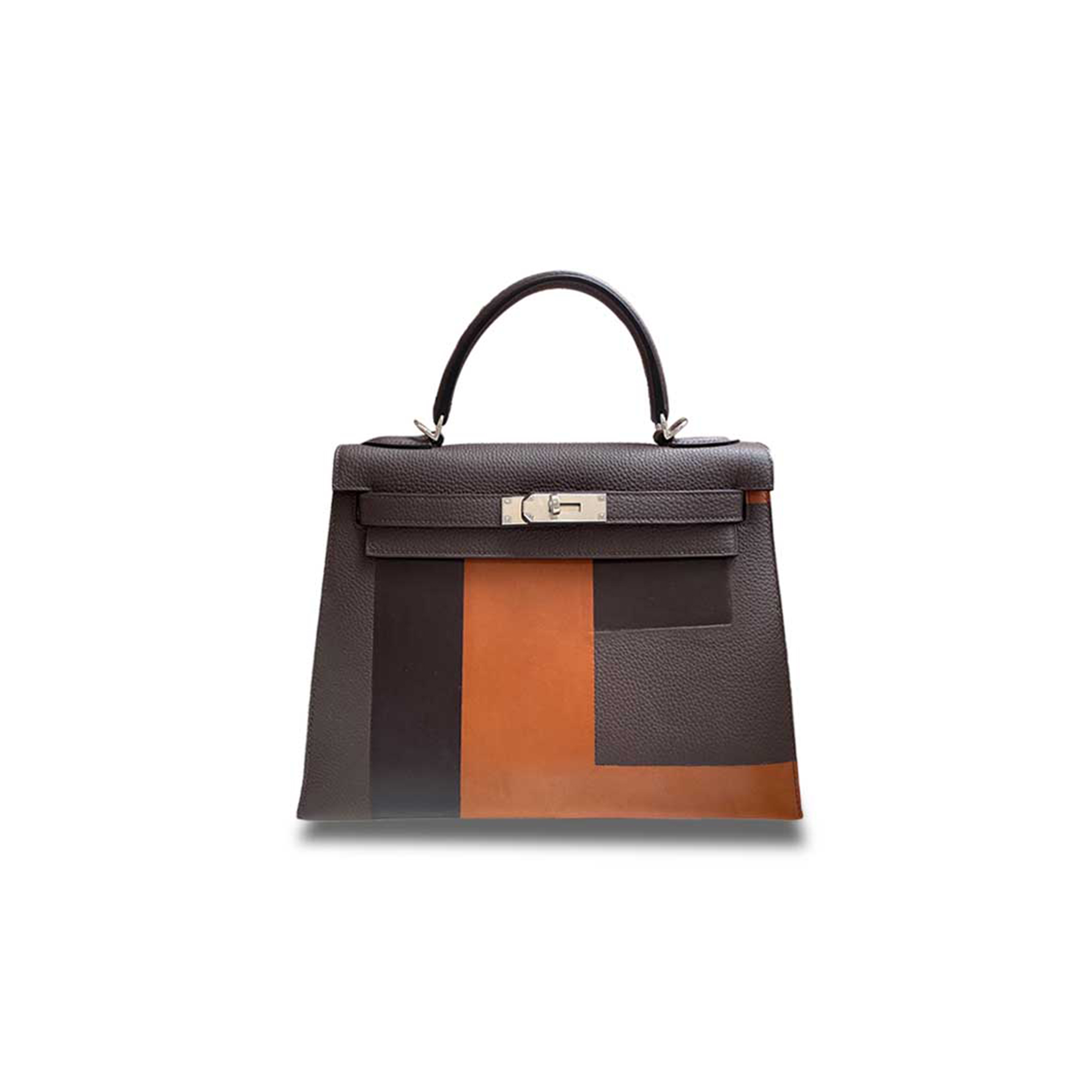 HERMÈS KELLY 28 TOGO DARK COFFEE LETTER BAG SILVER BUCKLE (28*22*10cm) 